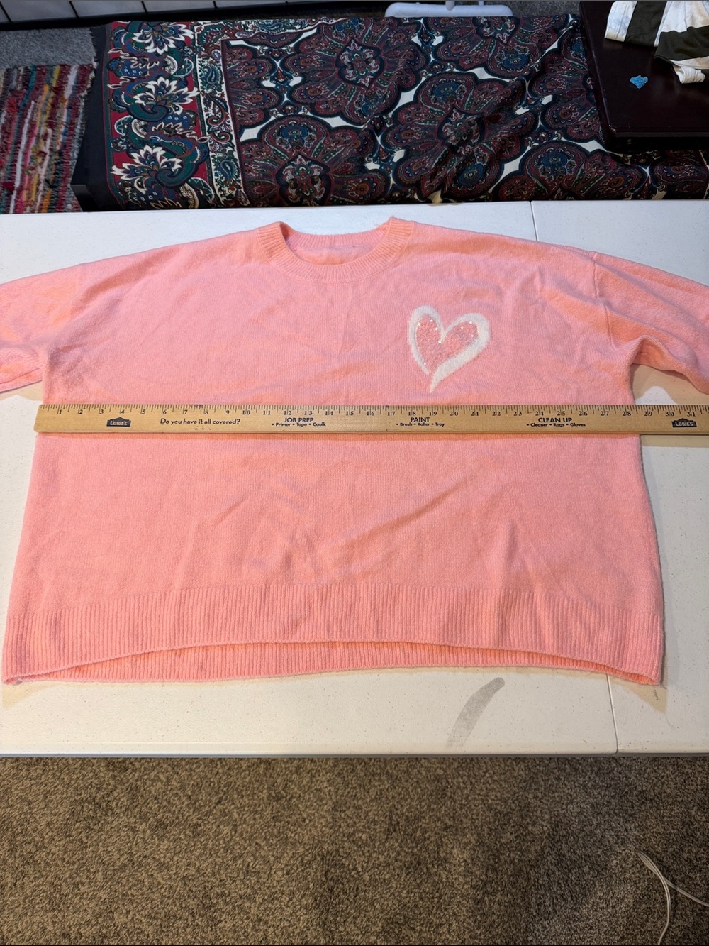#490. 🪷 Pink heart sweater. - Picture 2 of 8